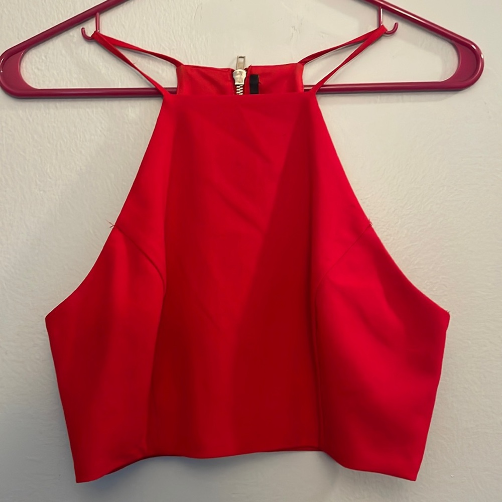 Red crop top with zipper